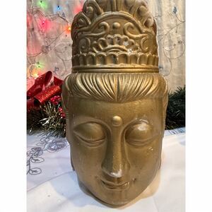 Cultural Hub Gold Buddha Head Wall Mask Spiritual Zen Decor 39cm